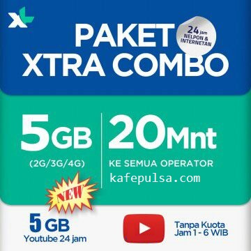 Kuota XL XL Xtra Combo - 5 GB + 5-10 GB Youtube