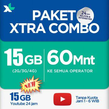 Kuota XL XL Xtra Combo - 15 GB + 15-30 GB Youtube